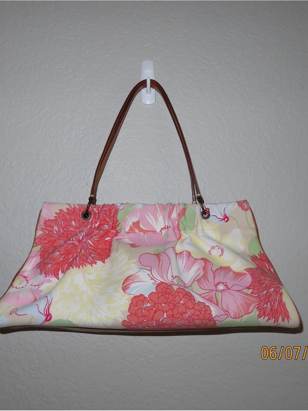 Burberry Pink, Cream & Green Floral Shoulder Bag - Picture 2 of 7